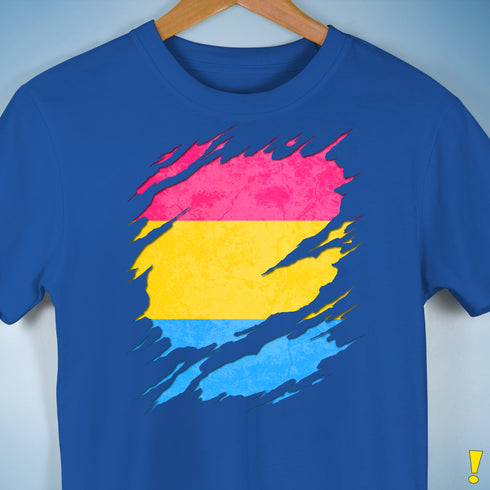 Pansexual Pride Flag Ripped Reveal Premium Unisex T-Shirt - Royal Blue